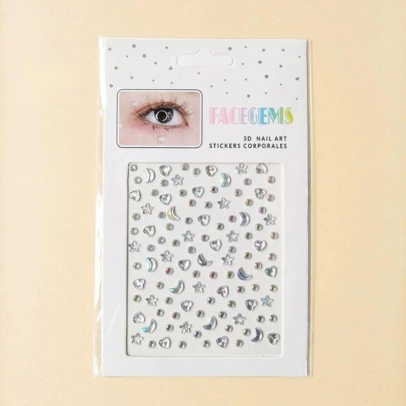 Kit 2 Cartelas de Adesivo de Rosto com Pedras Glitter Furta - Cor para Maquiagem Carnaval e Performance - Innovare