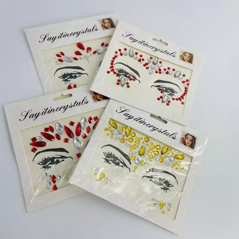 Kit de Adesivos Faciais com Strass e Cristais Autoadesivos para Maquiagem Carnaval e Festas - Innovare