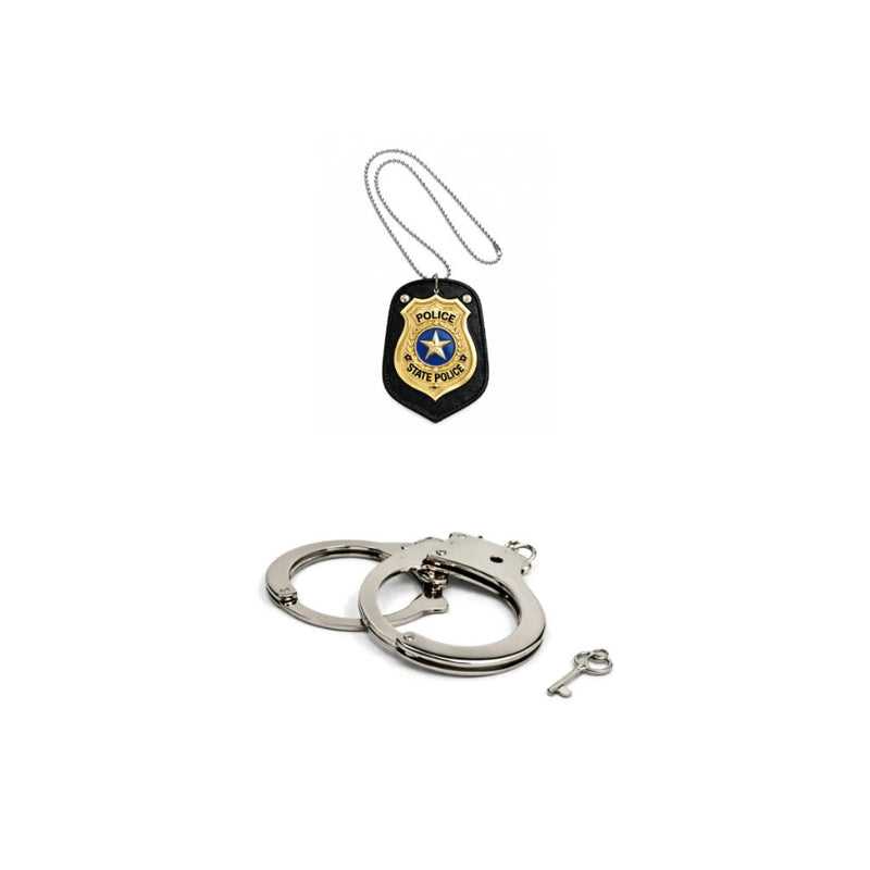 Kit Fantasia Policial Feminina 4 Peças – Saia de Tule Preta, Chapéu, Algemas e Distintivo - Innovare