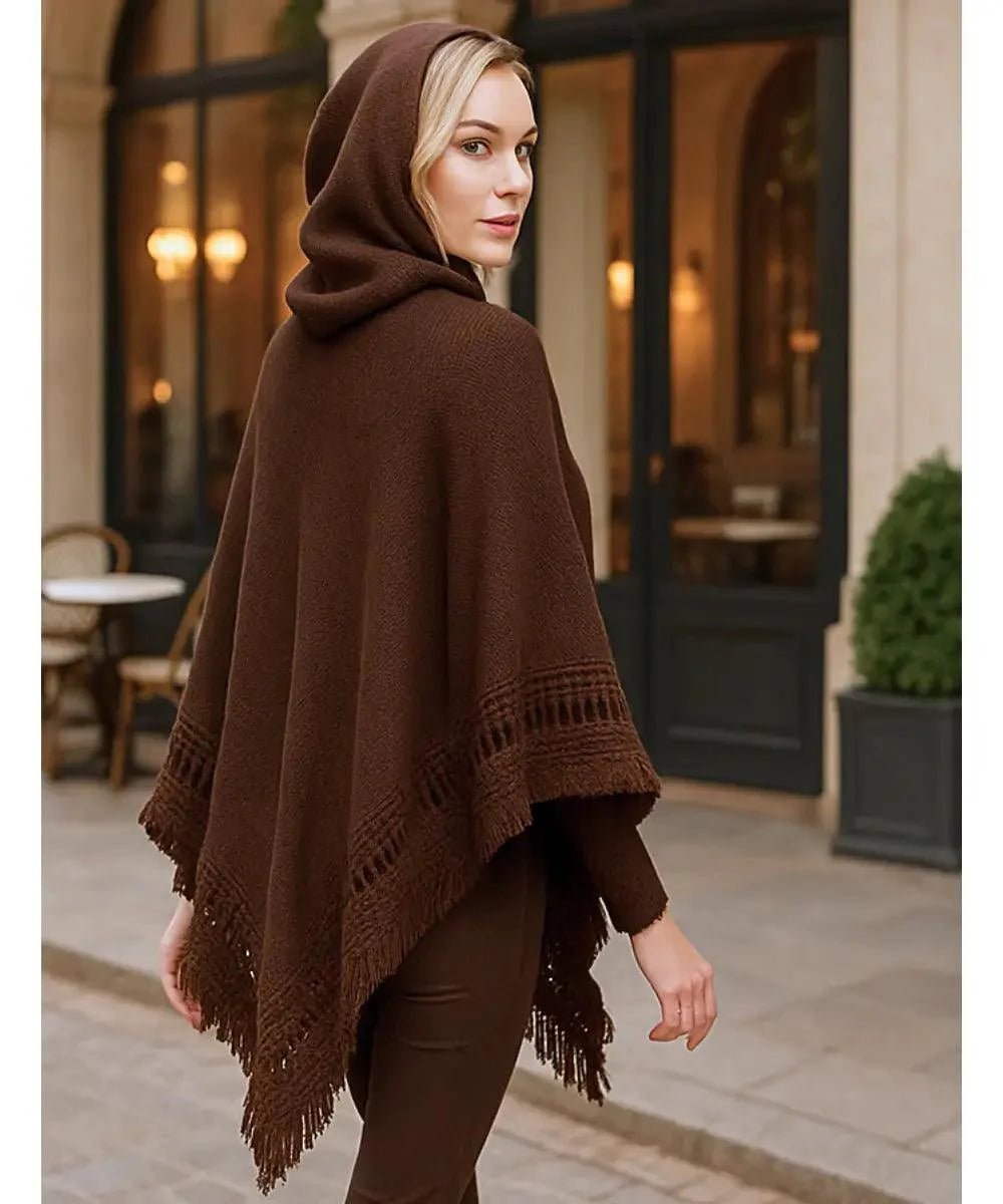 Poncho Feminino Tricot Com Capuz Elegante | Frankfurt - Innovare