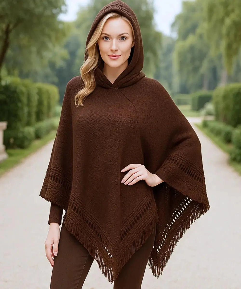 Poncho Feminino Tricot Com Capuz Elegante | Frankfurt - Innovare