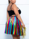 Saia Carnaval Plus Size Metalizada Colorida 46 ao 52 Brilhosa para Bloquinho, Fantasia e Festa - Innovare