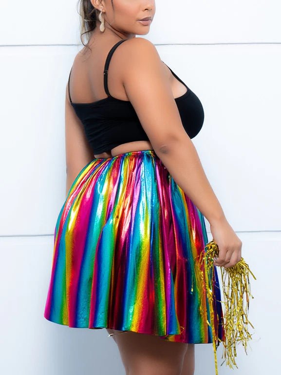 Saia Carnaval Plus Size Metalizada Colorida 46 ao 52 Brilhosa para Bloquinho, Fantasia e Festa - Innovare