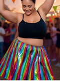 Saia Carnaval Plus Size Metalizada Colorida 46 ao 52 Brilhosa para Bloquinho, Fantasia e Festa - Innovare
