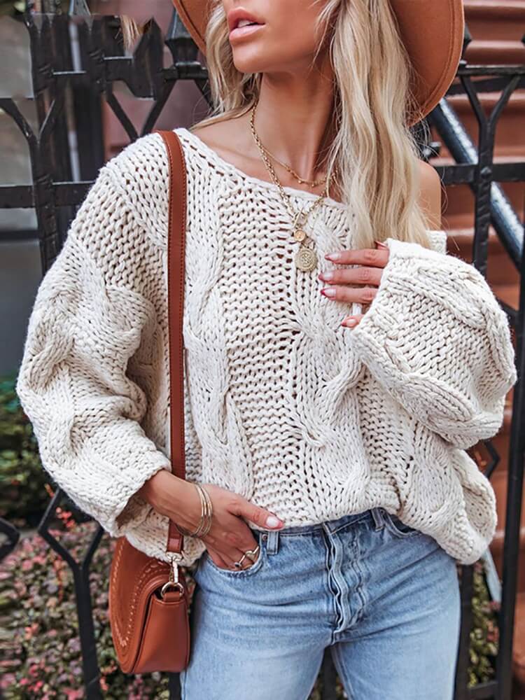 Suéter Casual de Tricot Anis - Vista Ladies