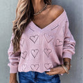 Suéter Casual Decote V Heart - Vista Ladies