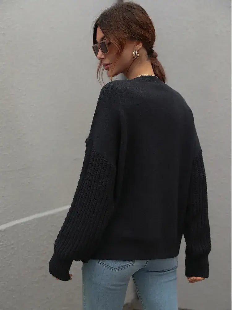 Suéter com Mangas de Tricot Blanc - Vista Ladies