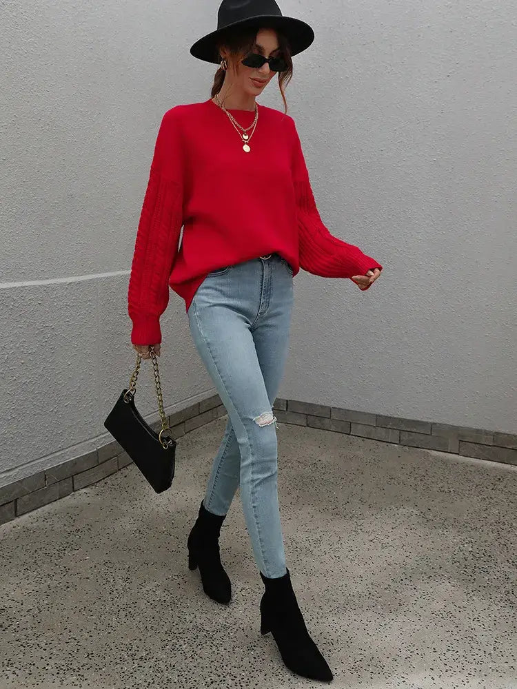Suéter com Mangas de Tricot Blanc - Vista Ladies