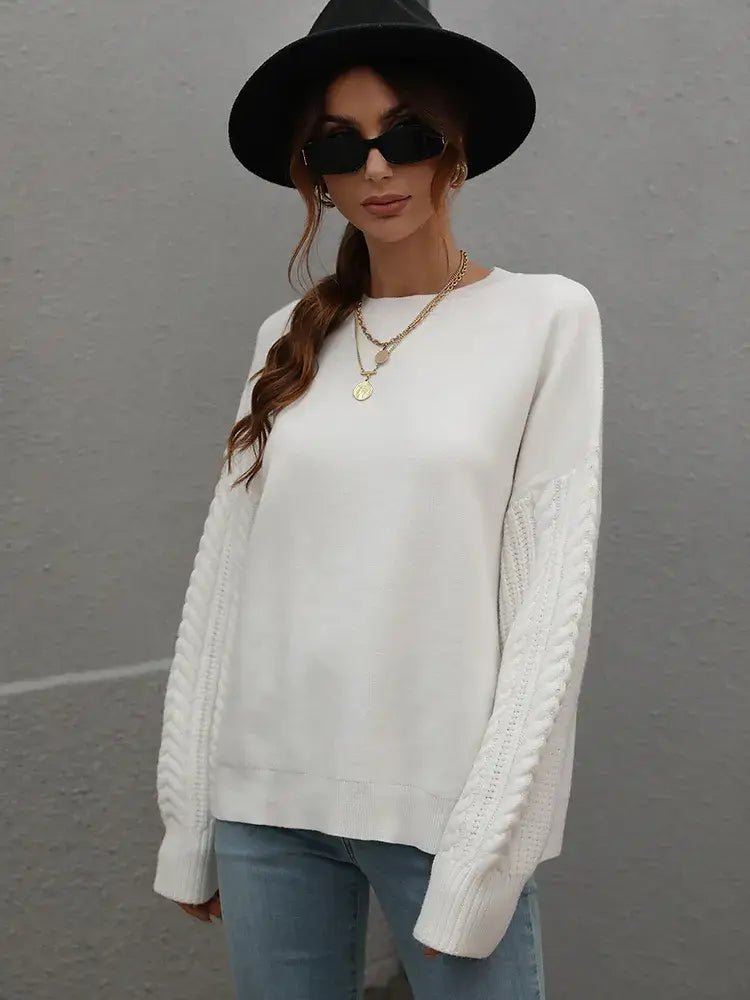 Suéter com Mangas de Tricot Blanc - Vista Ladies
