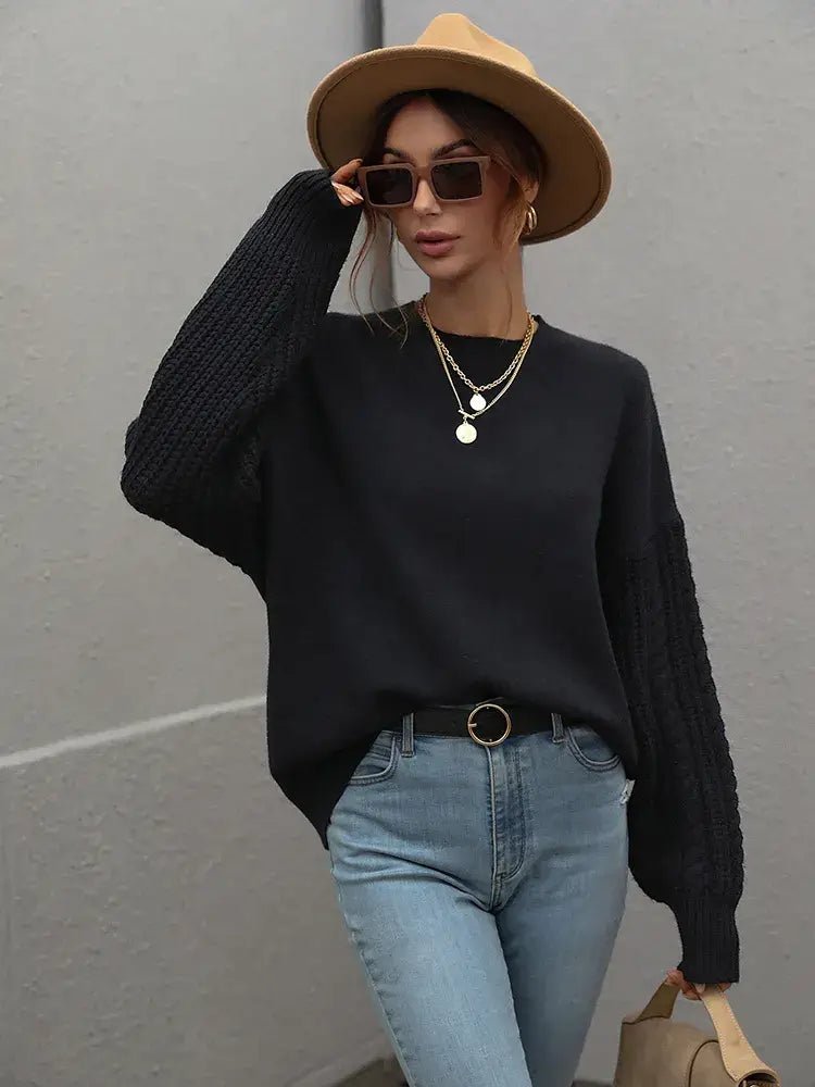 Suéter com Mangas de Tricot Blanc - Vista Ladies