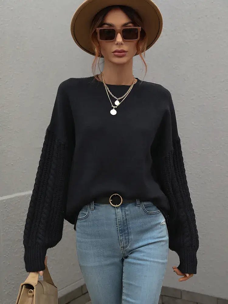 Suéter com Mangas de Tricot Blanc - Vista Ladies