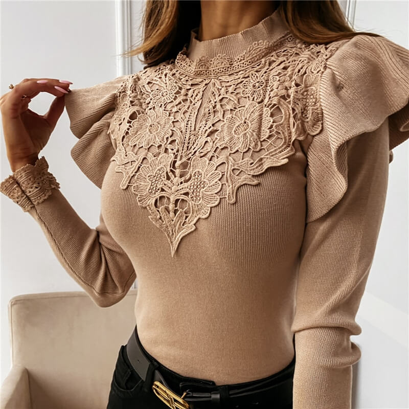 Suéter Detalhes em Renda Lotus - Vista Ladies