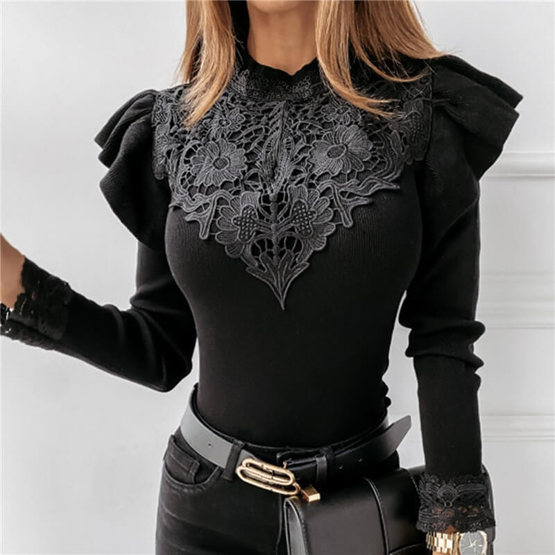 Suéter Detalhes em Renda Lotus - Vista Ladies