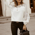 Suéter Feminino Casual Detalhes em Renda Olivina - Vista Ladies