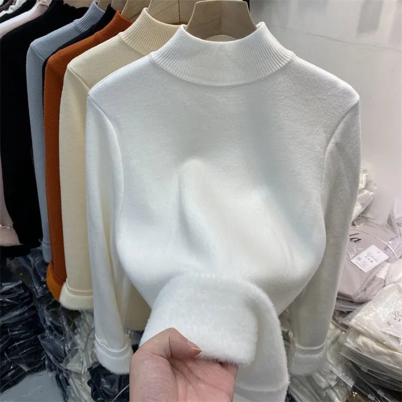 Sweater Peluciada Térmica Gola Média - Vista Ladies
