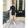 Vestido Cacharrel Gola Alta Manga Longa de Inverno Preto Curto Frio - Innovare