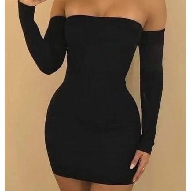 VESTIDO CIGANINHA TOMARA QUE CAIA MANGA LONGA TUBINHO CURTINHO CURTO E COLADO - Innovare