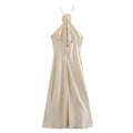 Vestido de festa midi cetim flor – Renata - Ziora