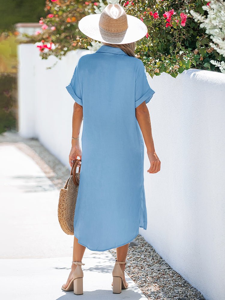 Vestido de Praia com Botões Blau - Ziora