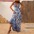 Vestido floral havaiano longo com alças – Camila - Ziora