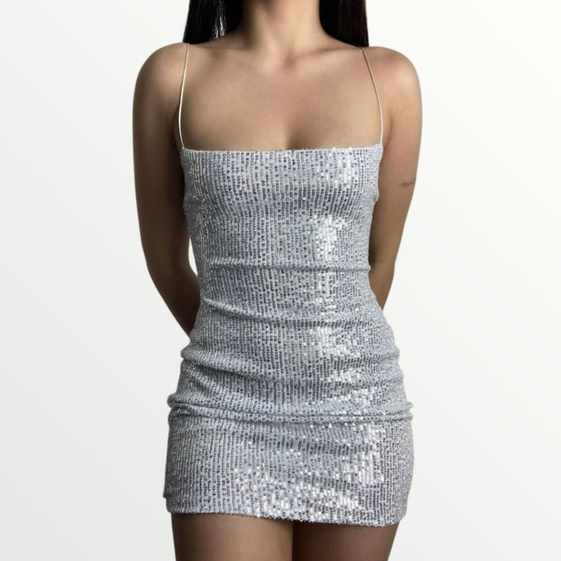 Vestido Lilian | Brilhoso Paetê Tubinho Com Alça Fina - Festa - Innovare