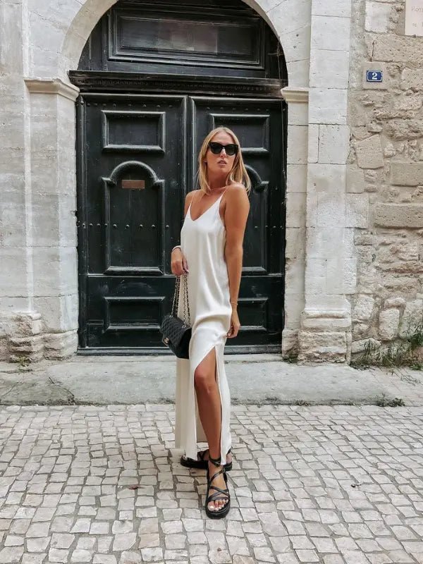 Vestido Longo Branco Marfim Martina - Ziora