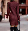 Vestido Mangas Longas Tecido Frisado Di Leoni - Ziora