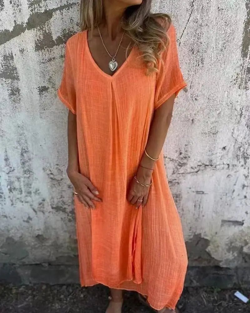 Vestido Midi de Linho Felora - Ziora