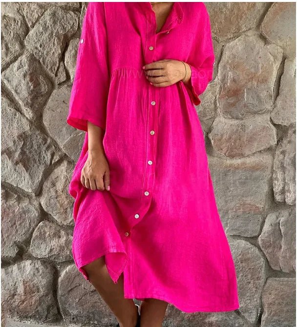 Vestido Midi de Linho Zalea - Ziora