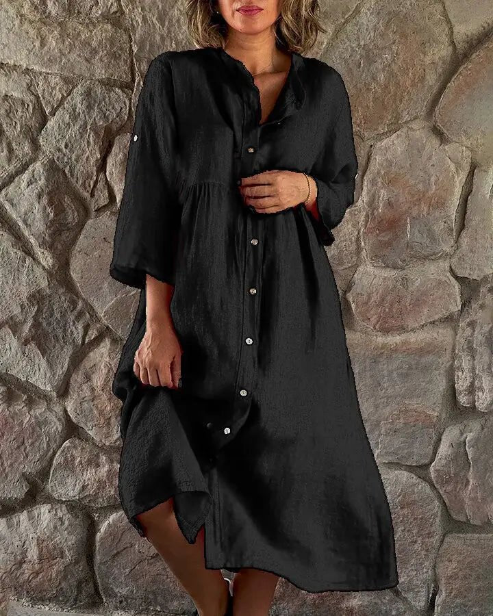 Vestido Midi de Linho Zalea - Ziora