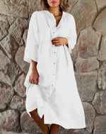 Vestido Midi de Linho Zalea - Ziora
