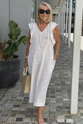 Vestido Midi de Linho Zorane - Ziora
