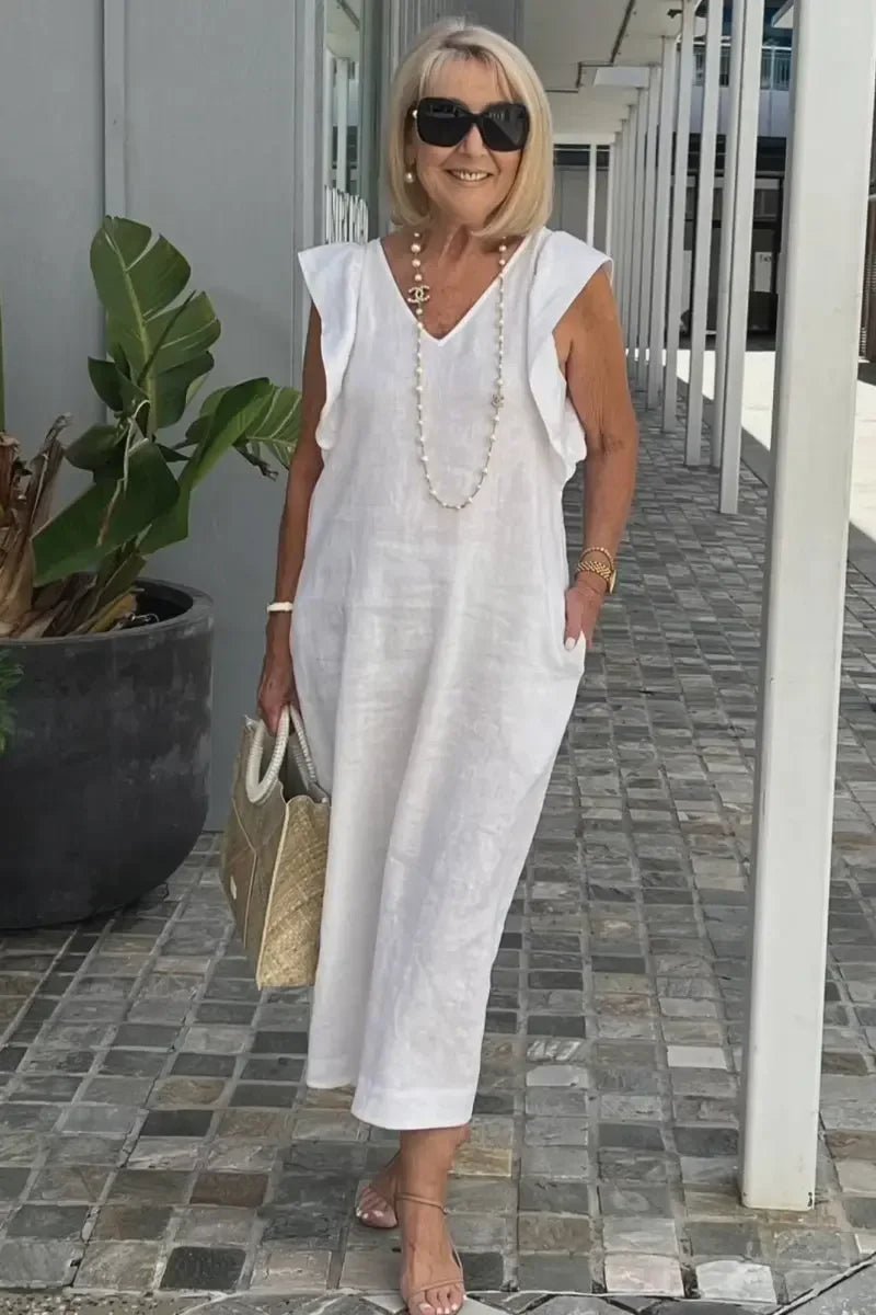 Vestido Midi de Linho Zorane - Ziora