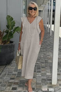 Vestido Midi de Linho Zorane - Ziora
