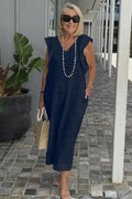 Vestido Midi de Linho Zorane - Ziora
