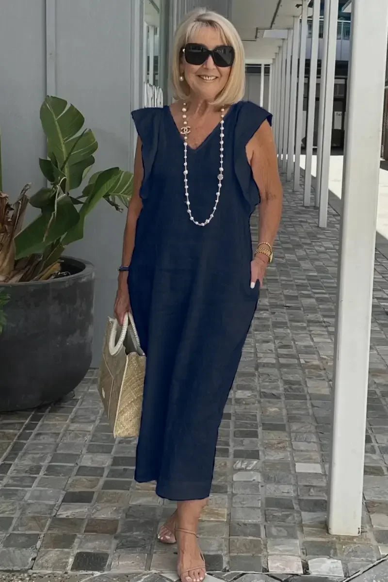 Vestido Midi de Linho Zorane - Ziora