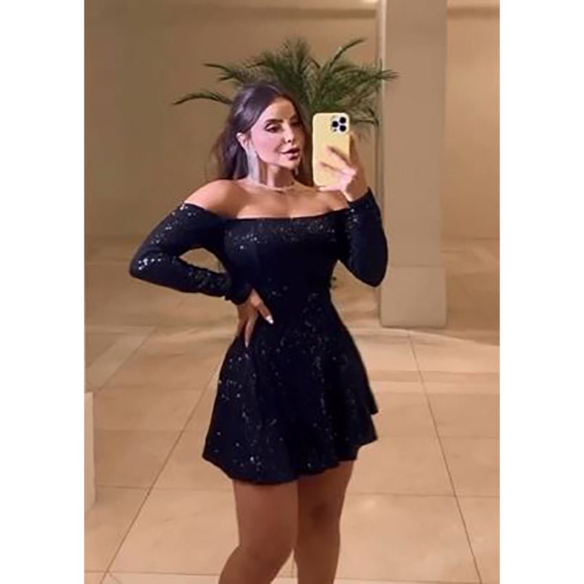 VESTIDO PAETÊ FESTA RODADO MANGA LONGA FORRADO BOJO QUALIDADE PREMIUM BLOGUEIRAS - Innovare