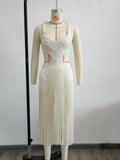 Vestido Sexy de Franjas e Pérolas - Beatriz - Ziora