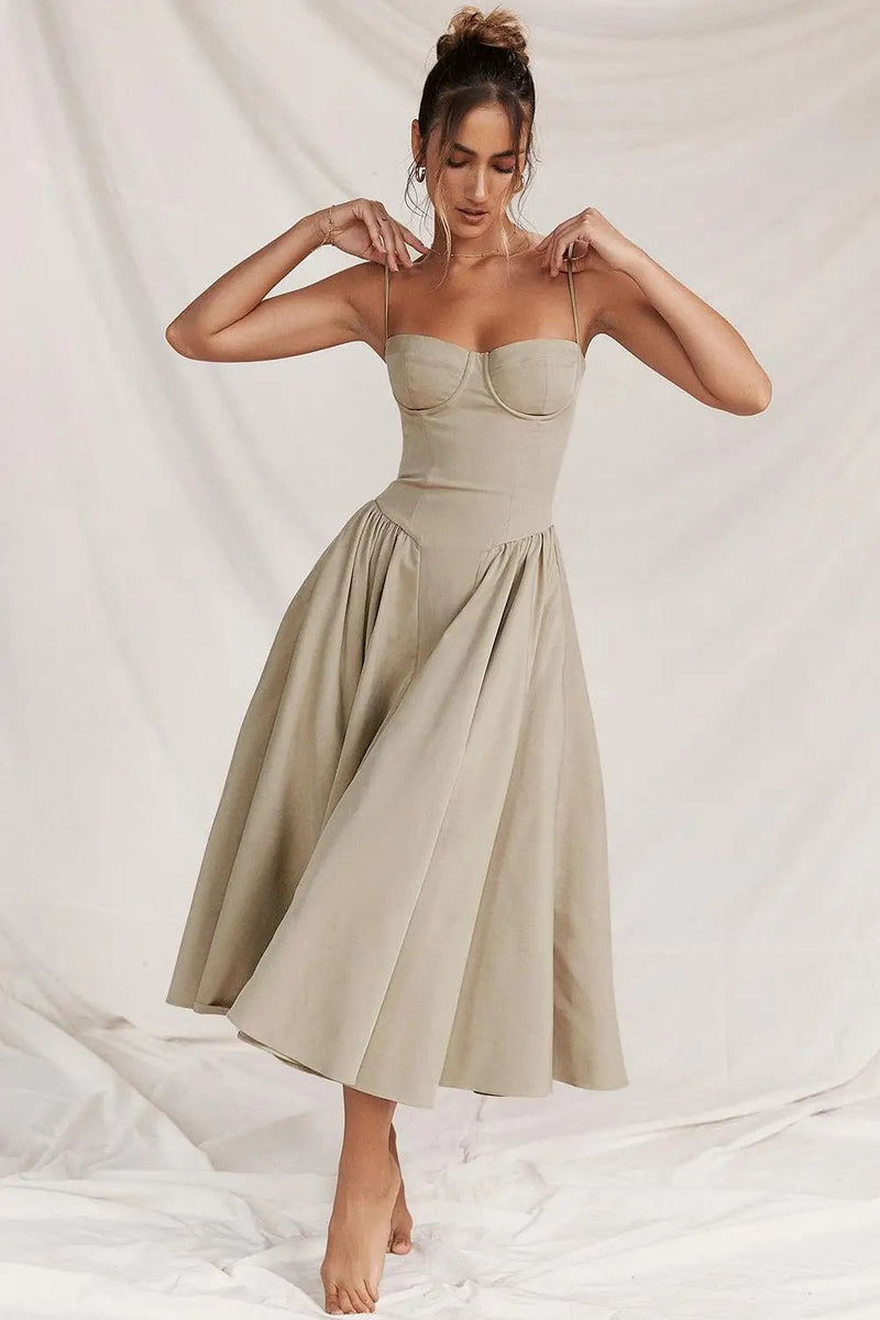 Vestido Sexy Pleated Hem Sling – Mariana - Ziora