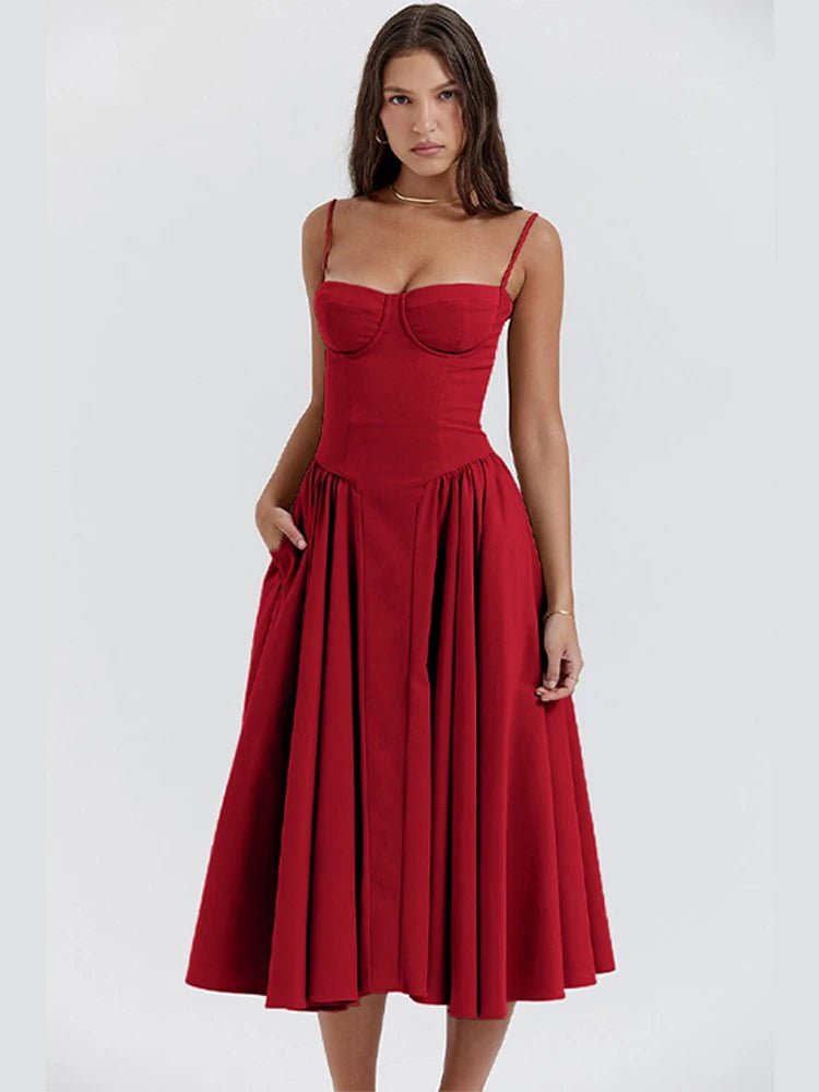 Vestido Sexy Pleated Hem Sling – Mariana - Ziora
