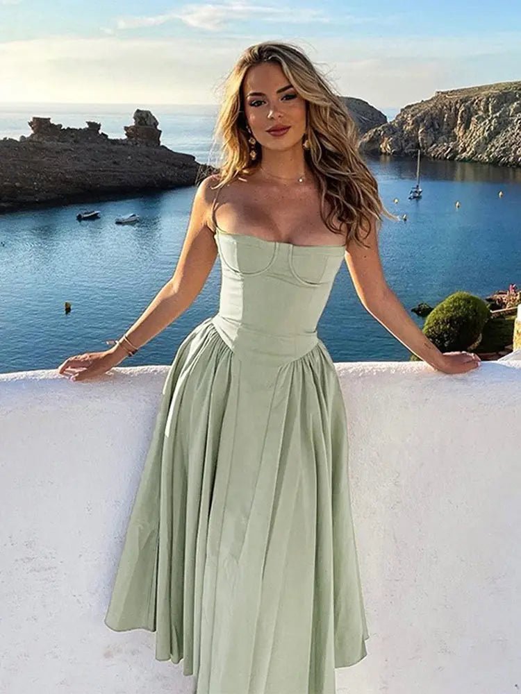 Vestido Sexy Pleated Hem Sling – Mariana - Ziora