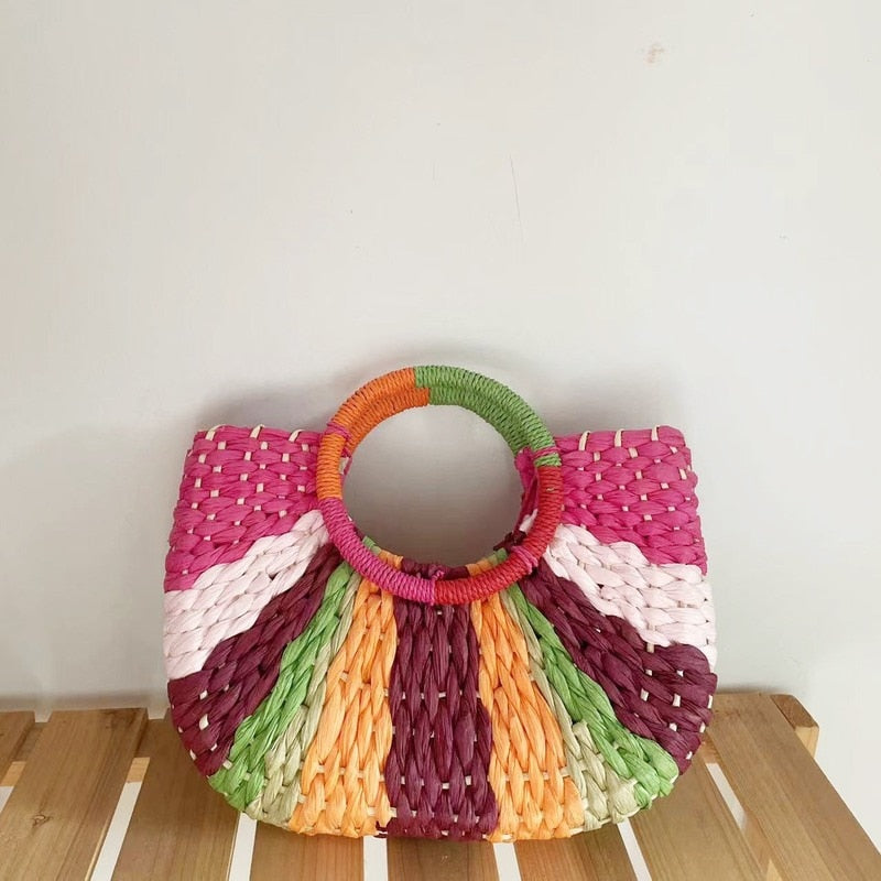 Bolsa de Palha Colorida 