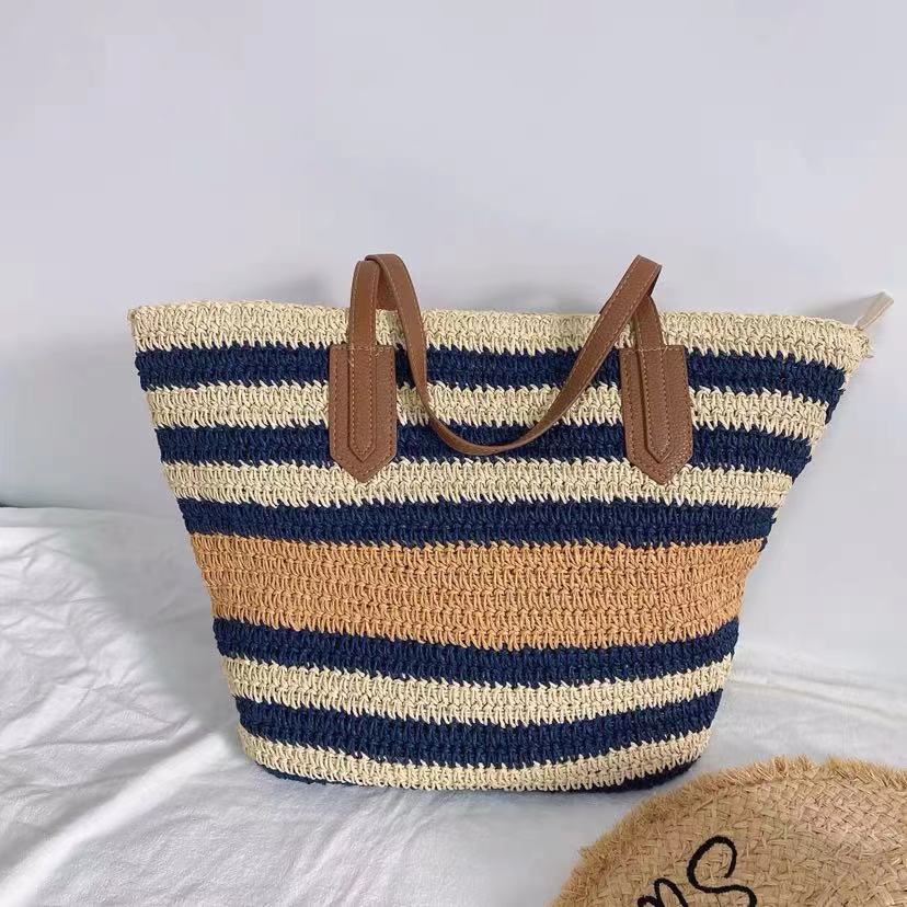 Bolsa de Palha Listrada  - Loja Fact