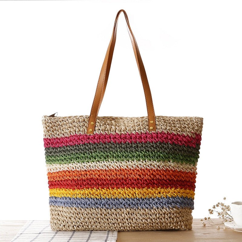 Bolsa de Praia de Palha Colors - Loja Fact