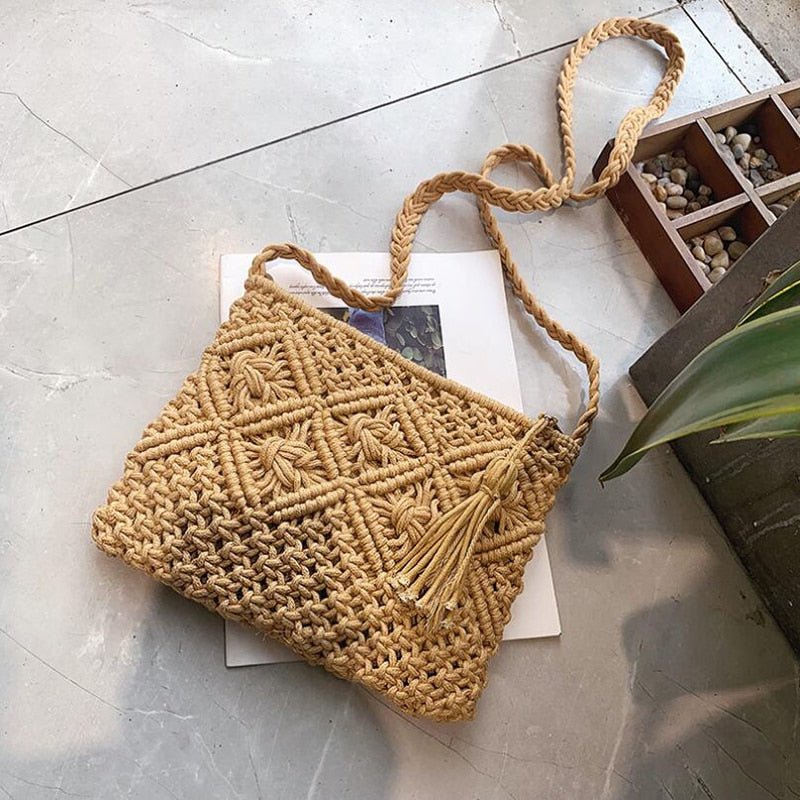 Bolsa de Praia de Palha Feita a Mão Premium - Loja Fact