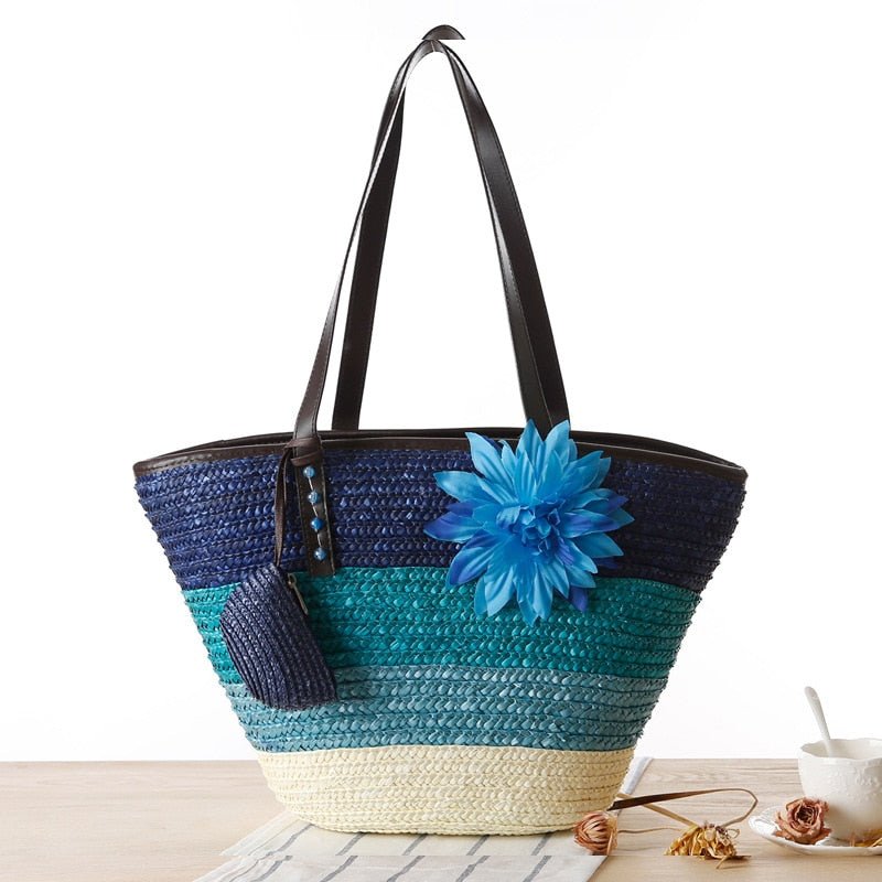 Bolsa de Praia de Palha Flower - Loja Fact