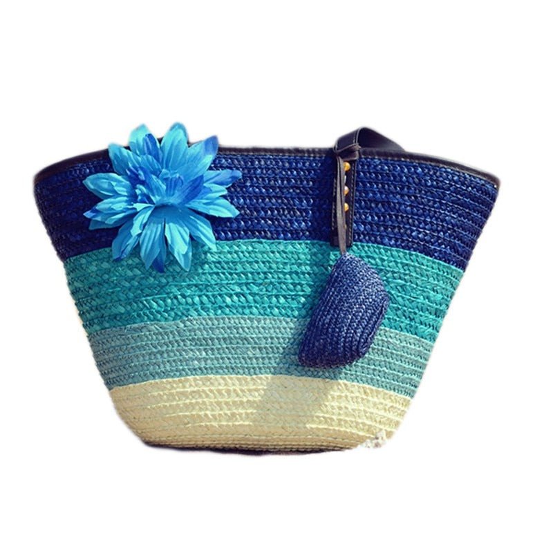Bolsa de Praia de Palha Flower - Loja Fact
