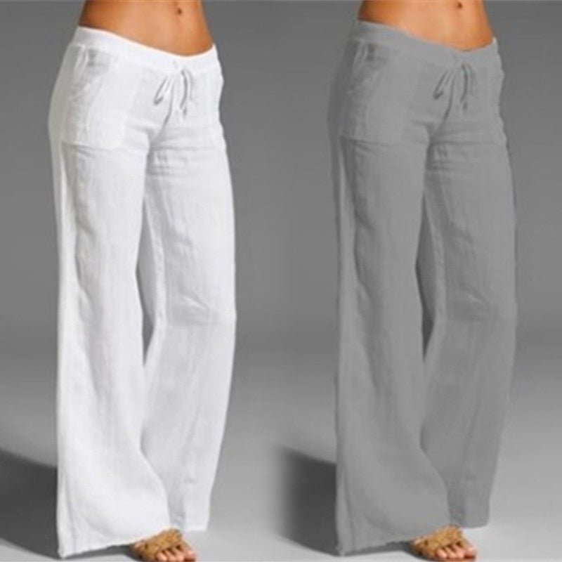 Calça Wide Leg de Linho Feminina - Loja Fact