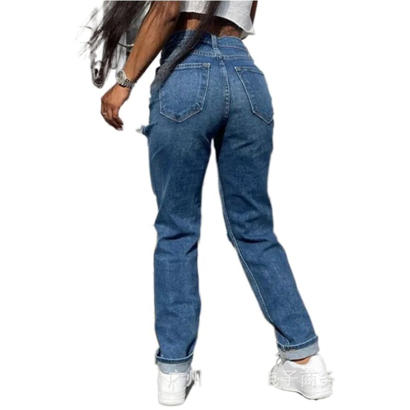 Calça Wide Leg Jeans Rasgado Feminina - Loja Fact