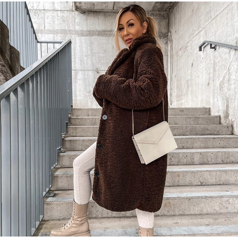 Casaco Feminino Longo Teddy - Loja Fact
